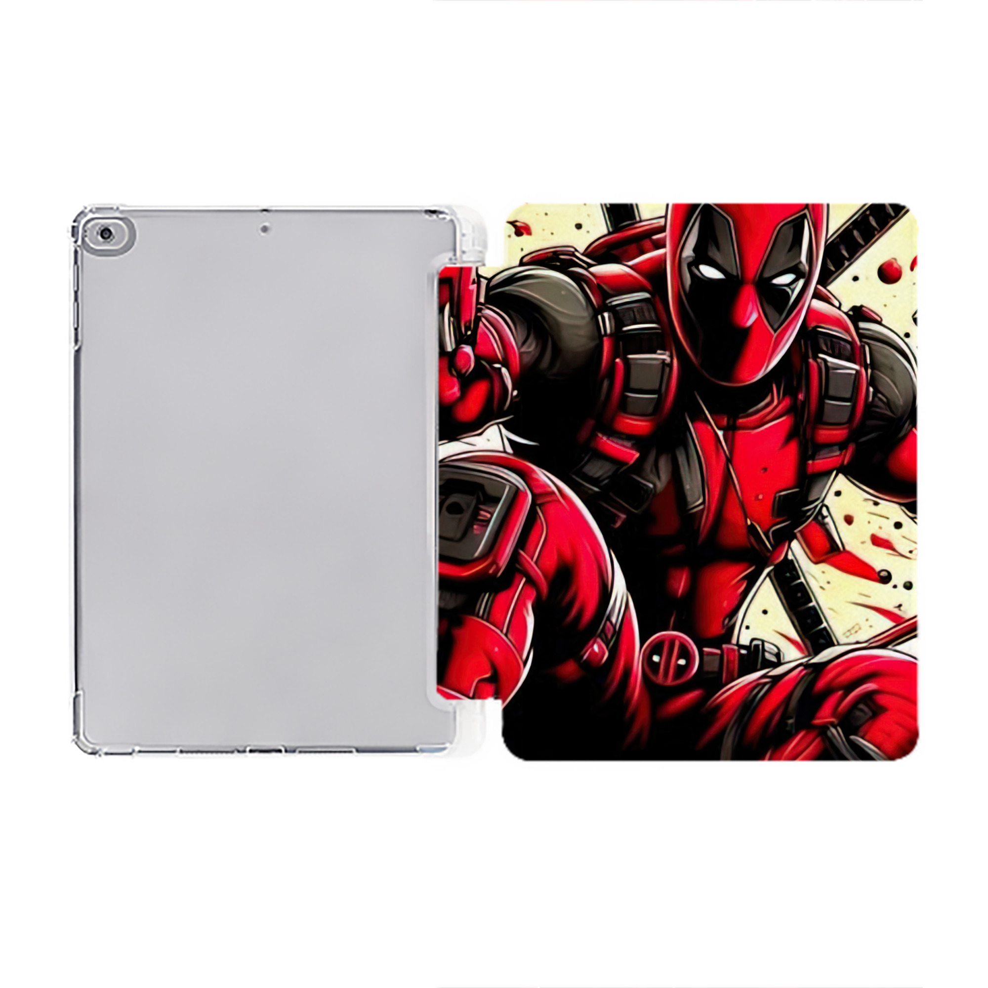 （画像用） Deadpool デッドプール IPad ケース ペン収納付き 三つ折りスタンド PUレザー×シリコン 対応機種9.5/10.5/10.9インチ